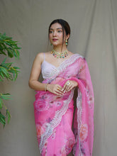 Handwork Best New Arrivals Organza Pink Saree